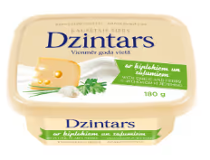 Dzintars kausētais siers ar ķiplokiem un zaļumiem 180 g
